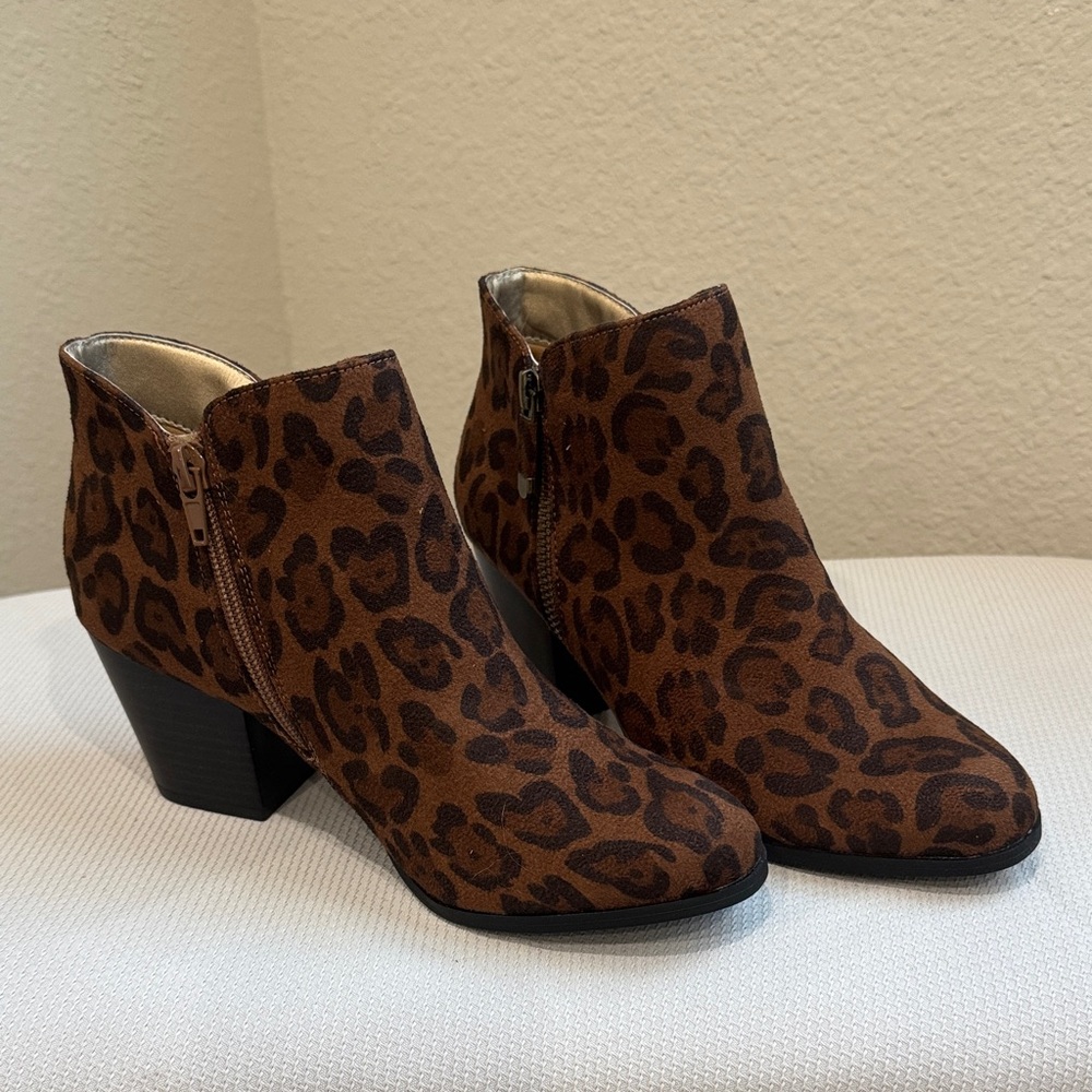 Style & Co. Brown Leopard Ankle Booties